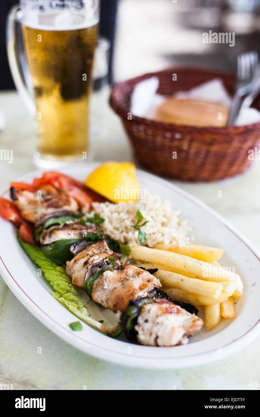 Pollo alla griglia kebab Foto Stock