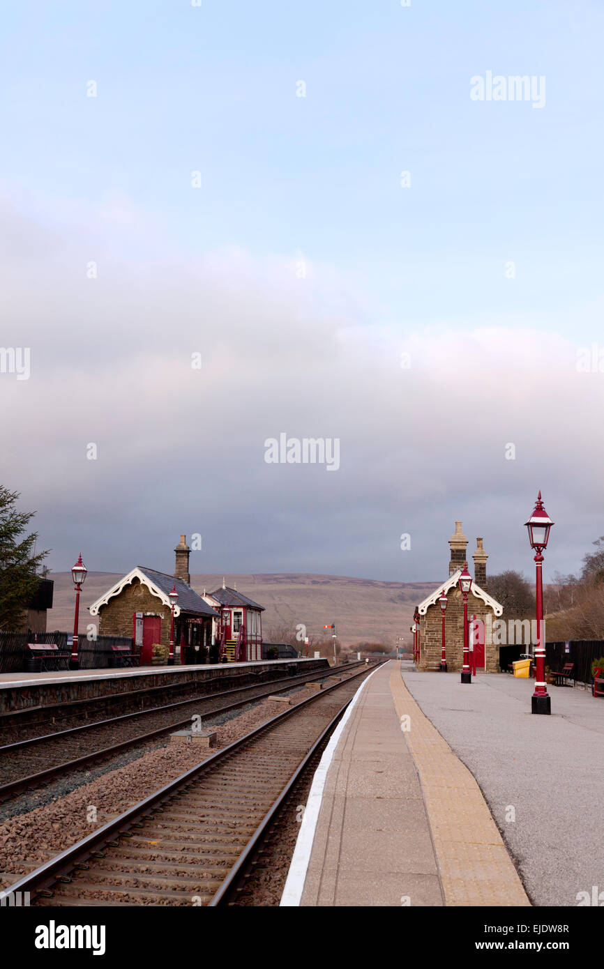 Stazione Garsdale sull'accontentarsi di Carlisle linea ferroviaria, North Yorkshire Dales, REGNO UNITO Foto Stock