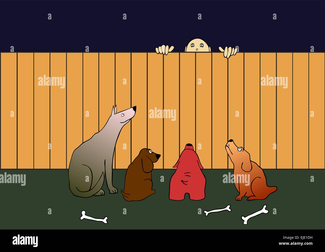 Ladro e cani da guardia - presso il cattivo tempo su un brutto posto Illustrazione Vettoriale