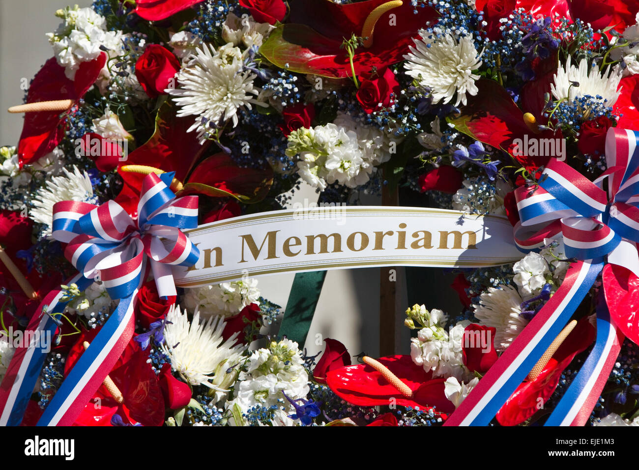 In Memoriam fiori Funerale di polizia Foto Stock