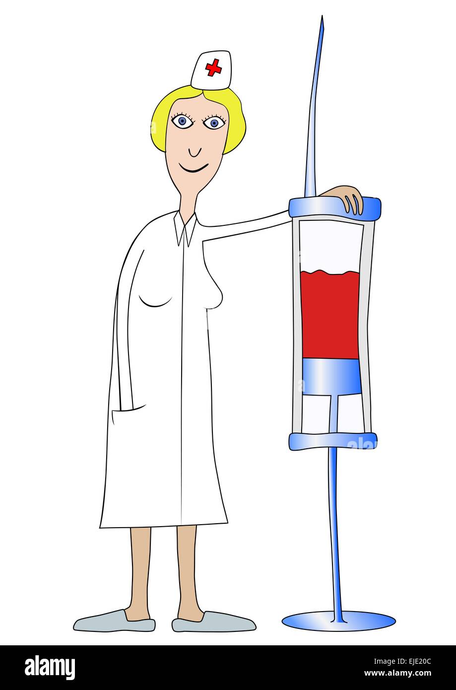 Infermiera con grande siringa - vettore Illustrazione Vettoriale