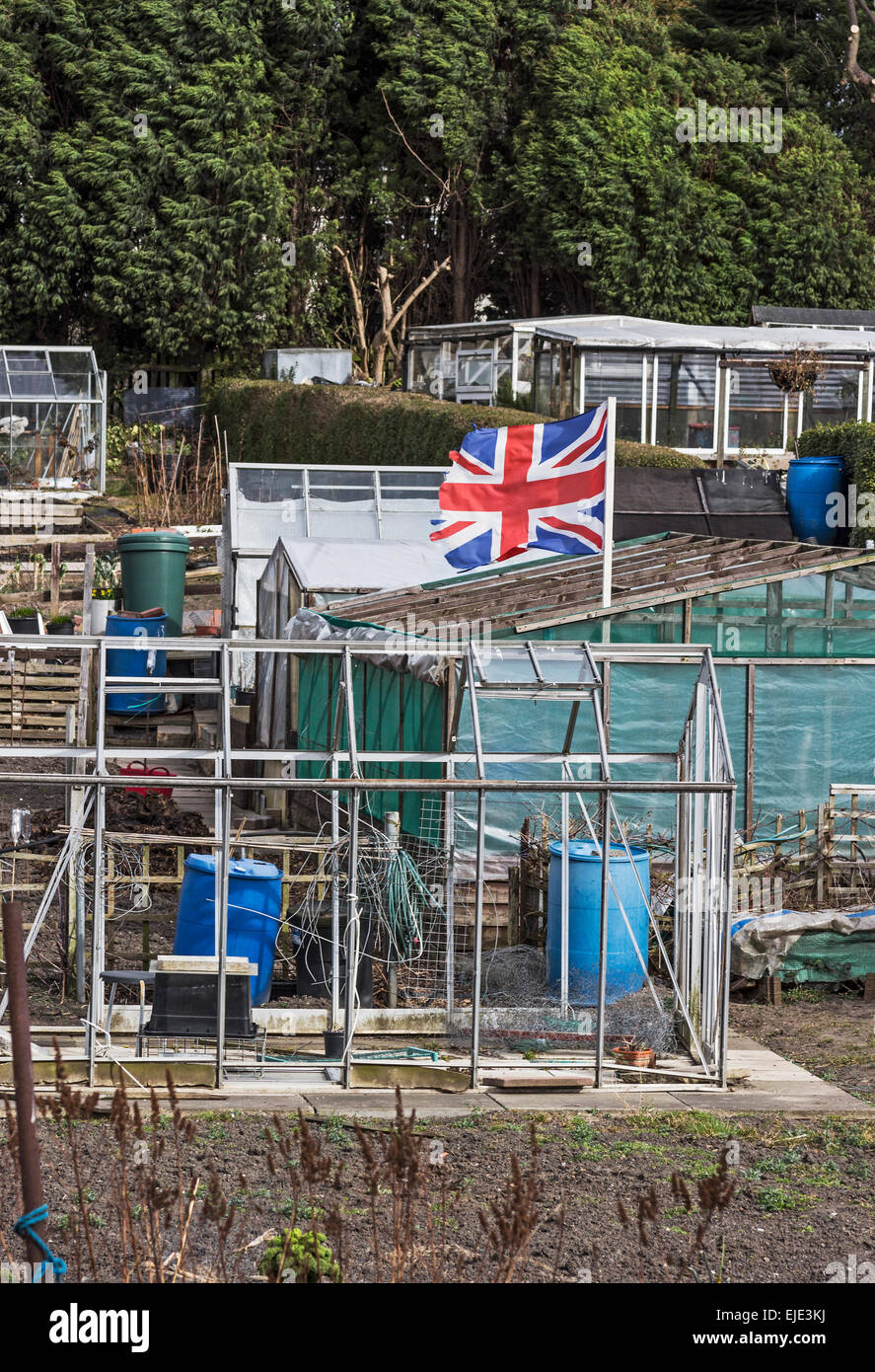 Un Union Jack flag visualizzato in un riparto nel nord est dell' Inghilterra Foto Stock