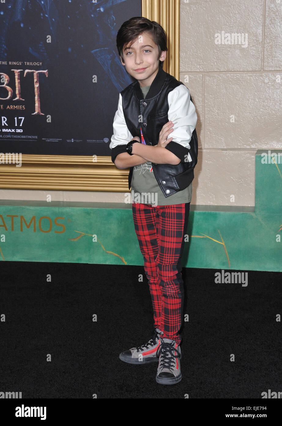 LOS ANGELES, CA - 9 dicembre 2014: Aidan Gallagher presso il Los Angeles premiere di 'The Hobbit: la Battaglia dei cinque eserciti" presso il Teatro di Dolby, Hollywood. Foto Stock