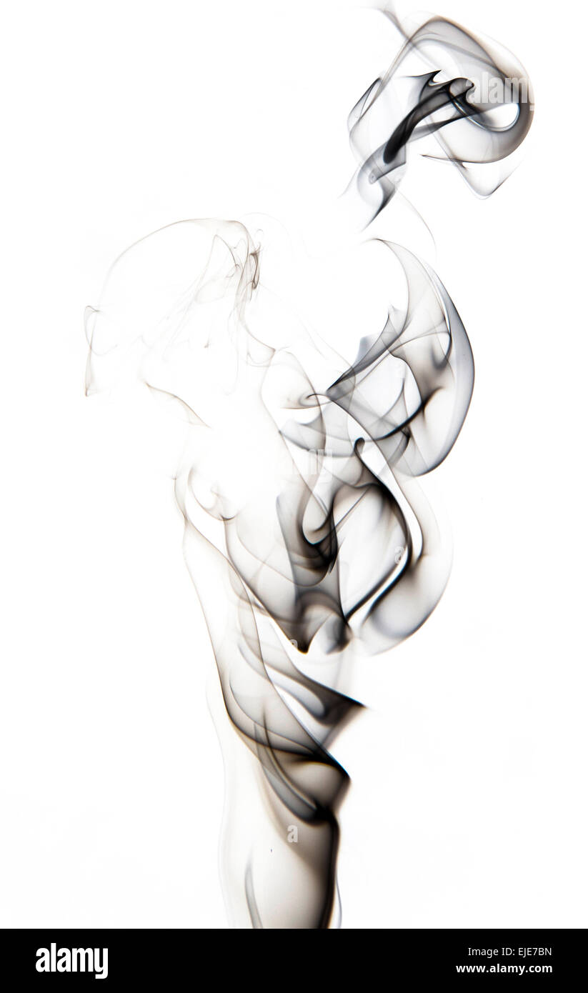 Fumo astratta su sfondo bianco Foto Stock