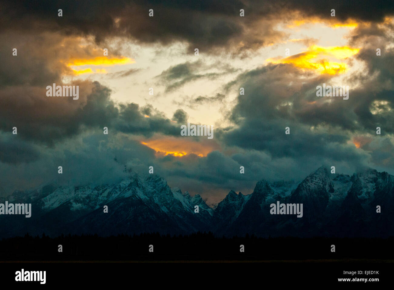 Sunset over Teton Mountains in Grand Teton National Park Wyoming Foto Stock