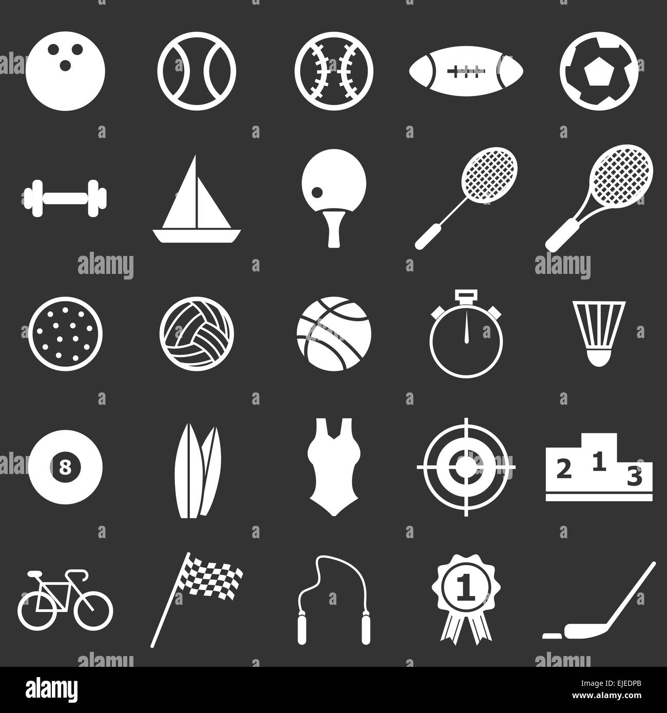 Sport icone su sfondo nero, vettore di stock Illustrazione Vettoriale