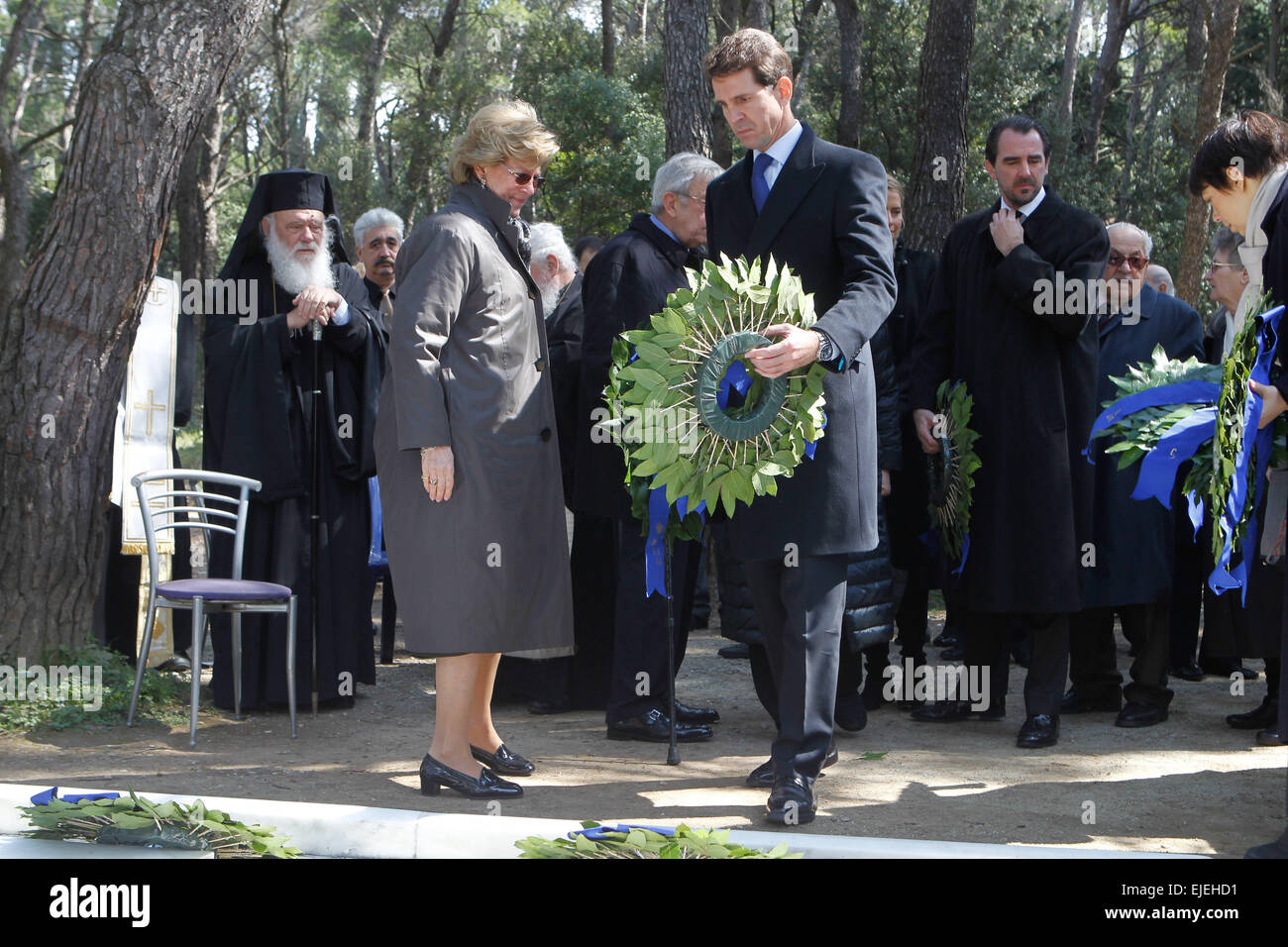 Il principe PAVLOS della Grecia assiste alla cerimonia. L annuale memoriale di servizio in onore del re Pavlos e Regina Frederika si è svolta Foto Stock