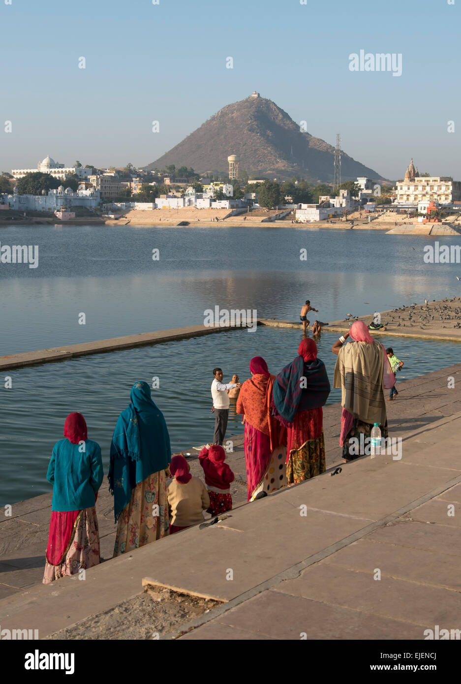 Lago di Pushkar Ghats, Rajasthan, India Foto Stock