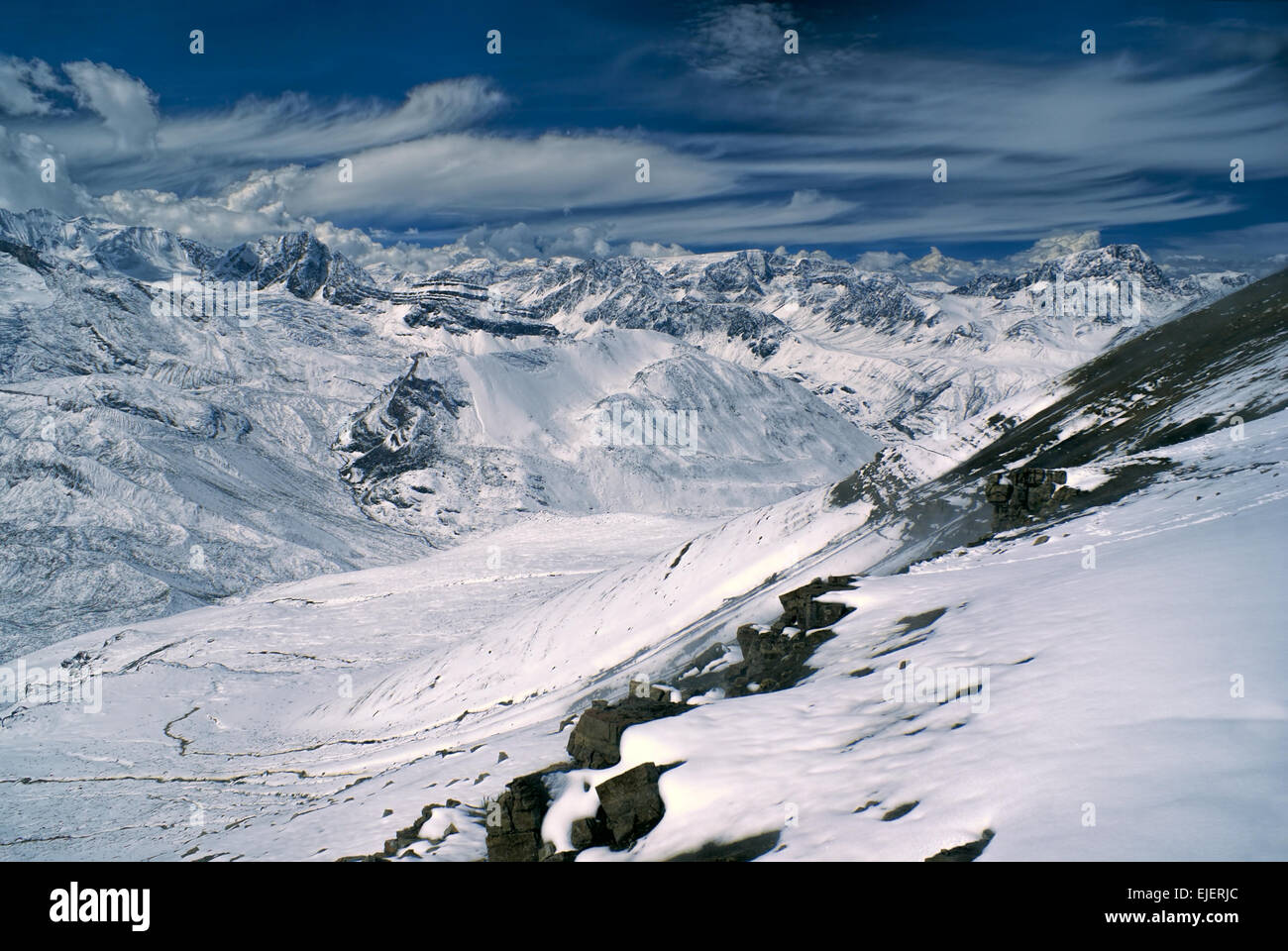 Vista mozzafiato ad alta altitudine sud americana Ande del Perù, Ausangate Foto Stock