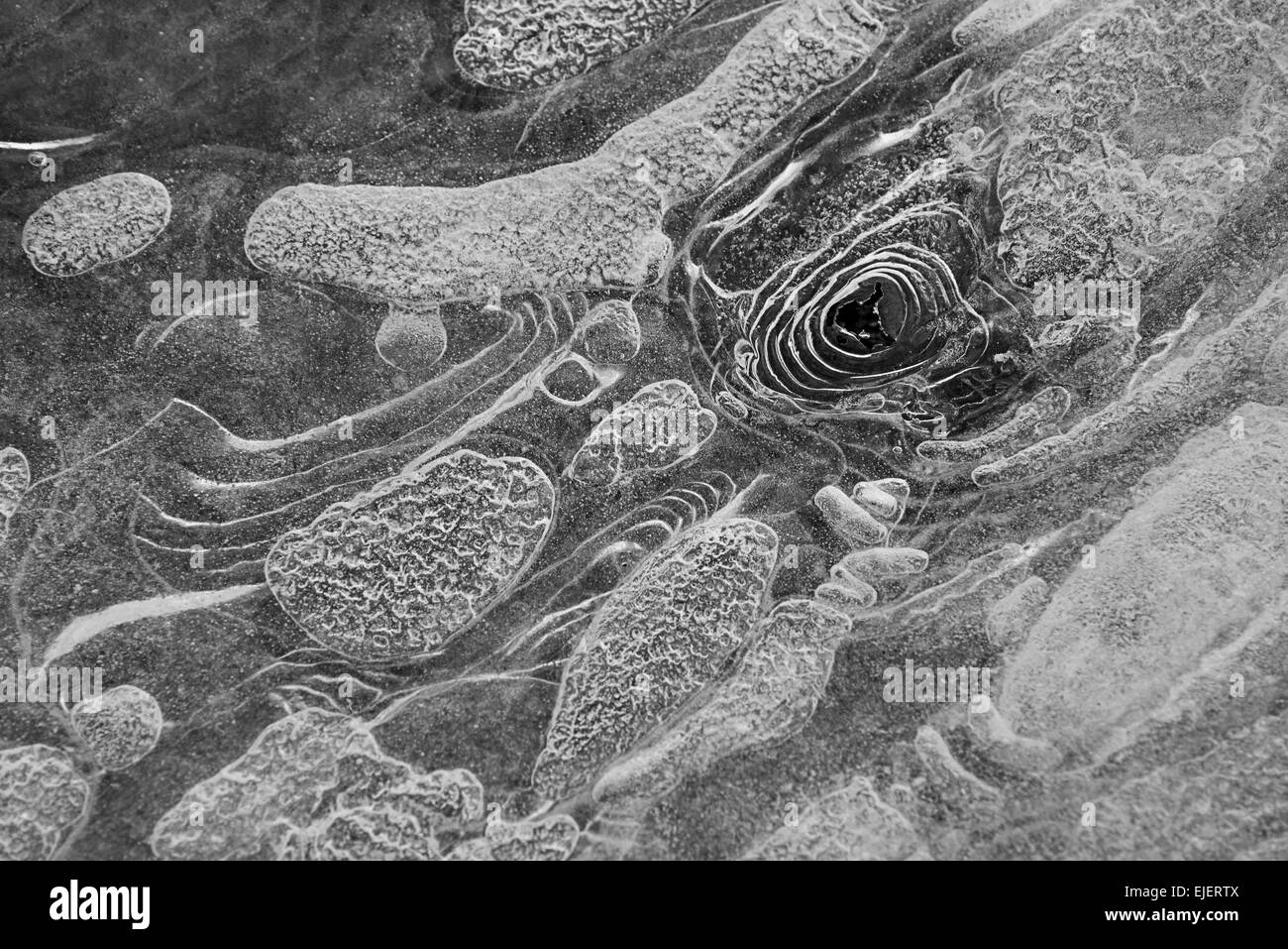 Ghiaccio congelato nel flusso Abstract Foto Stock