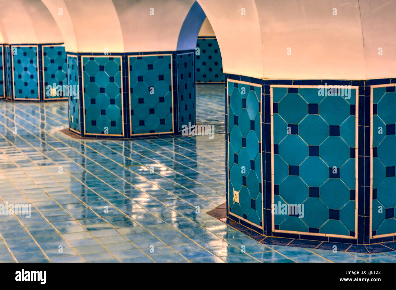 Pavimenti blu della moschea di Elazig, Turchia Foto Stock