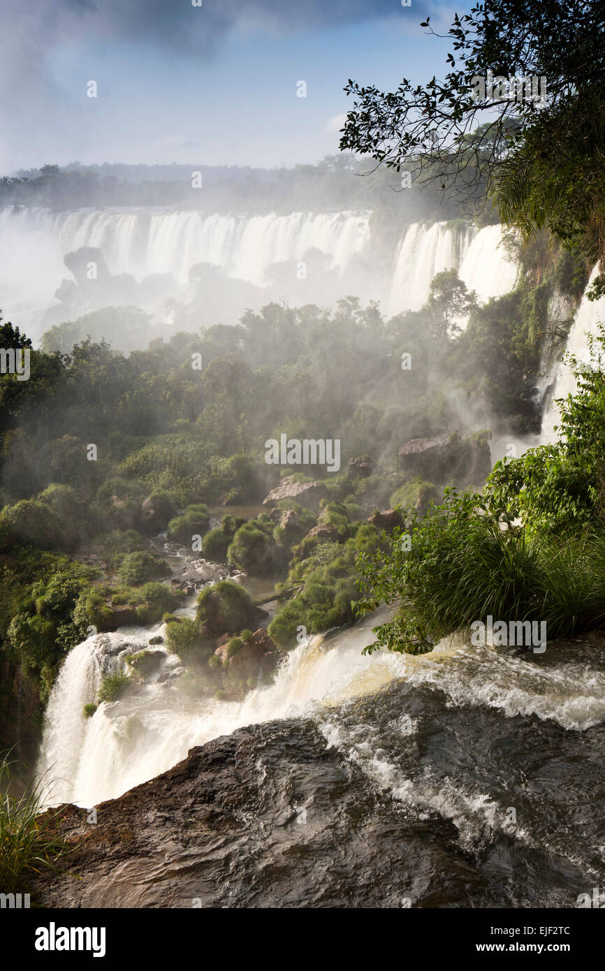 Argentina, Iguazu Falls, Saltos, San Martin, Mbigua e Bernabe Mendez cascate Foto Stock