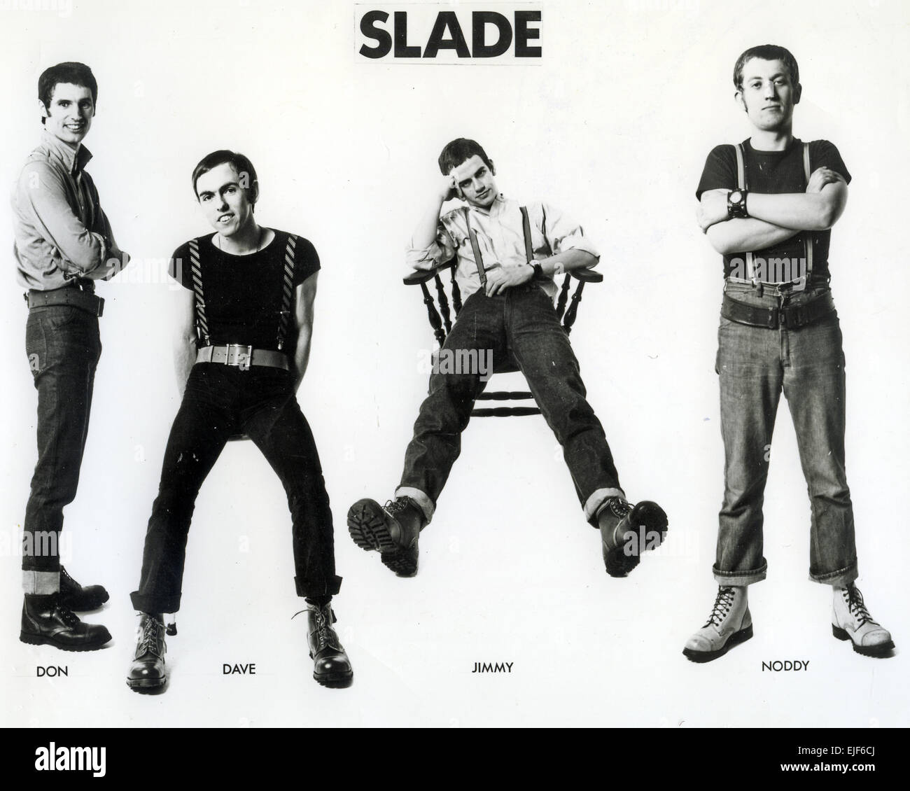 SLADE foto promozionale9 di UK pop rock gruppo nel loro skinhead fase circa 1969. Da sinistra: Don Powell, Dave Hill, Jim Lea, Noddy titolare Foto Stock