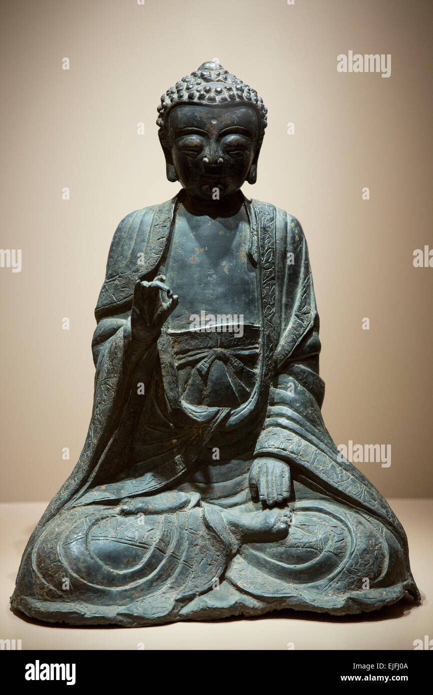 Il Buddha statua in bronzo del XIII secolo cinese della dinastia Yuan in Manos raccolta, il Museo di Arte Asiatica in Kerkyra, Corfù Foto Stock