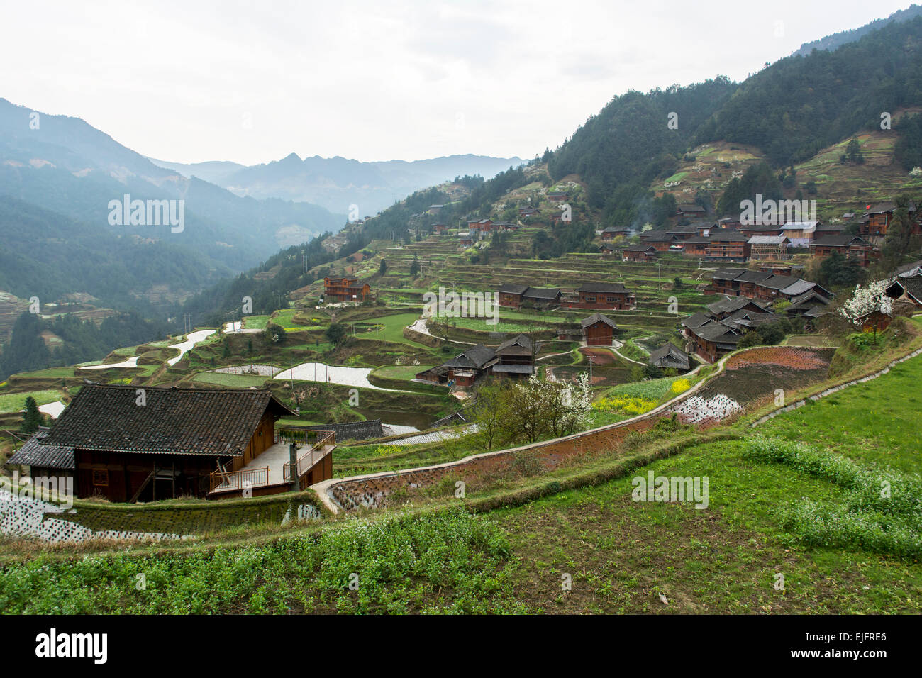 Questa è una piccola campagna di Guizhou Cina,la maggior parte delle persone che hanno vissuto qui sono gli agricoltori Foto Stock