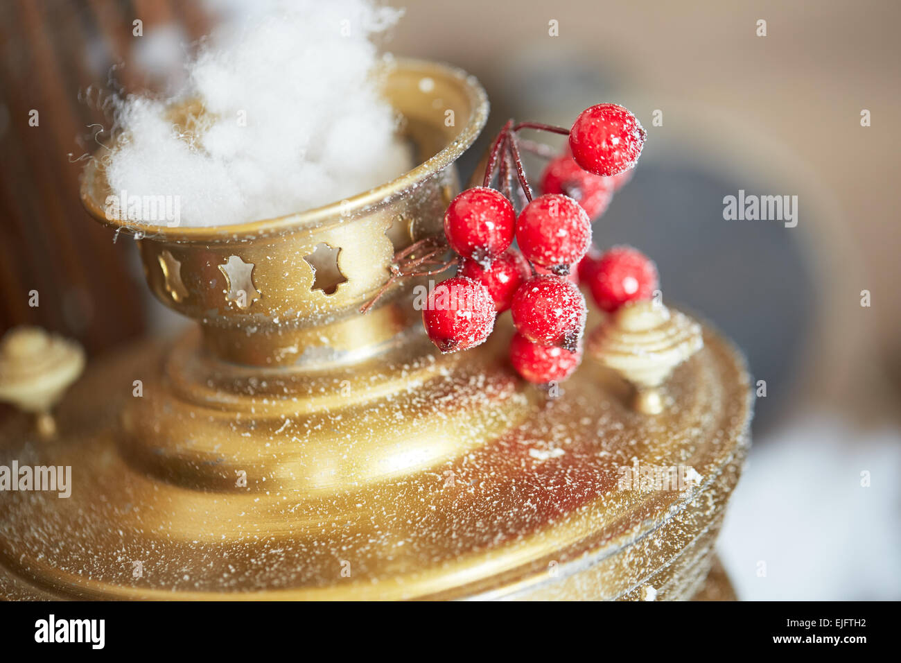 Golden samovar, rowan neve Foto Stock