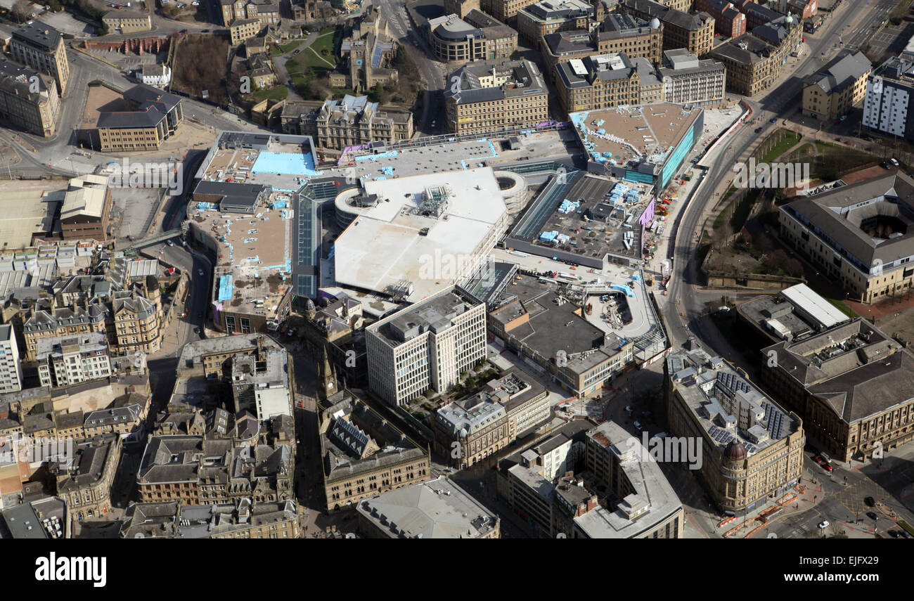 Vista aerea di Bradford City Centre, West Yorkshire, Regno Unito Foto Stock