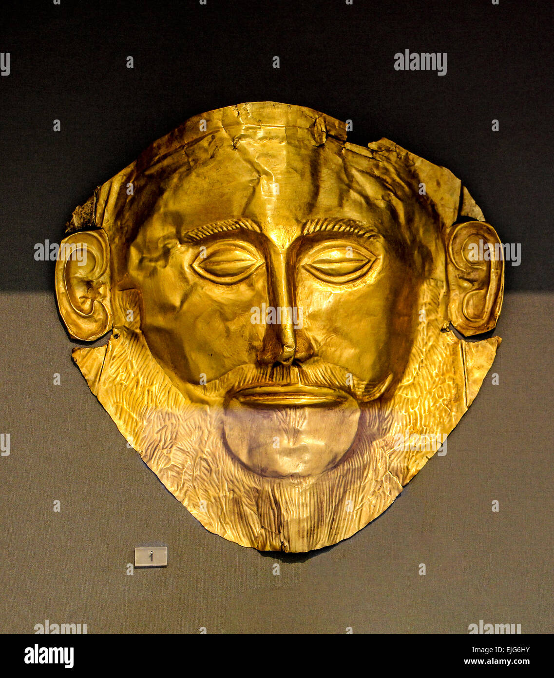 Grecia Atene Museo Archeologico Nazionale maschera funebre di Agamennone Micene Foto Stock