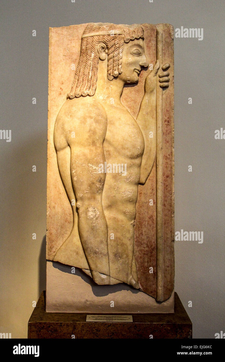 Grecia Atene Museo Archeologico Nazionale Stele Foto Stock