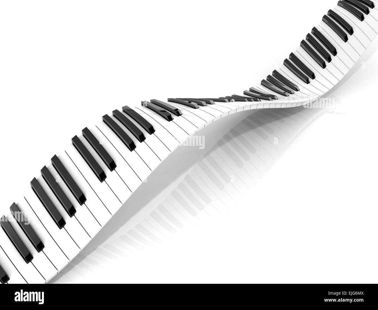 Abstract ondulata tastiera di pianoforte isolato su bianco Foto Stock