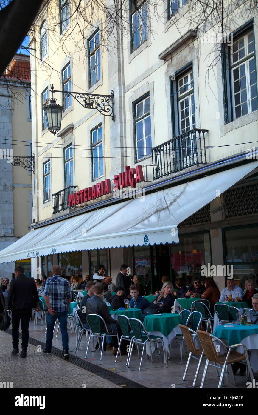 Pastelaria Suiça - popolari cafe sulla Rossio a Lisbona - Portogallo Foto Stock