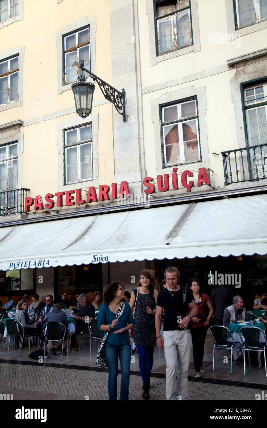 Pastelaria Suiça - popolari cafe sulla Rossio a Lisbona - Portogallo Foto Stock