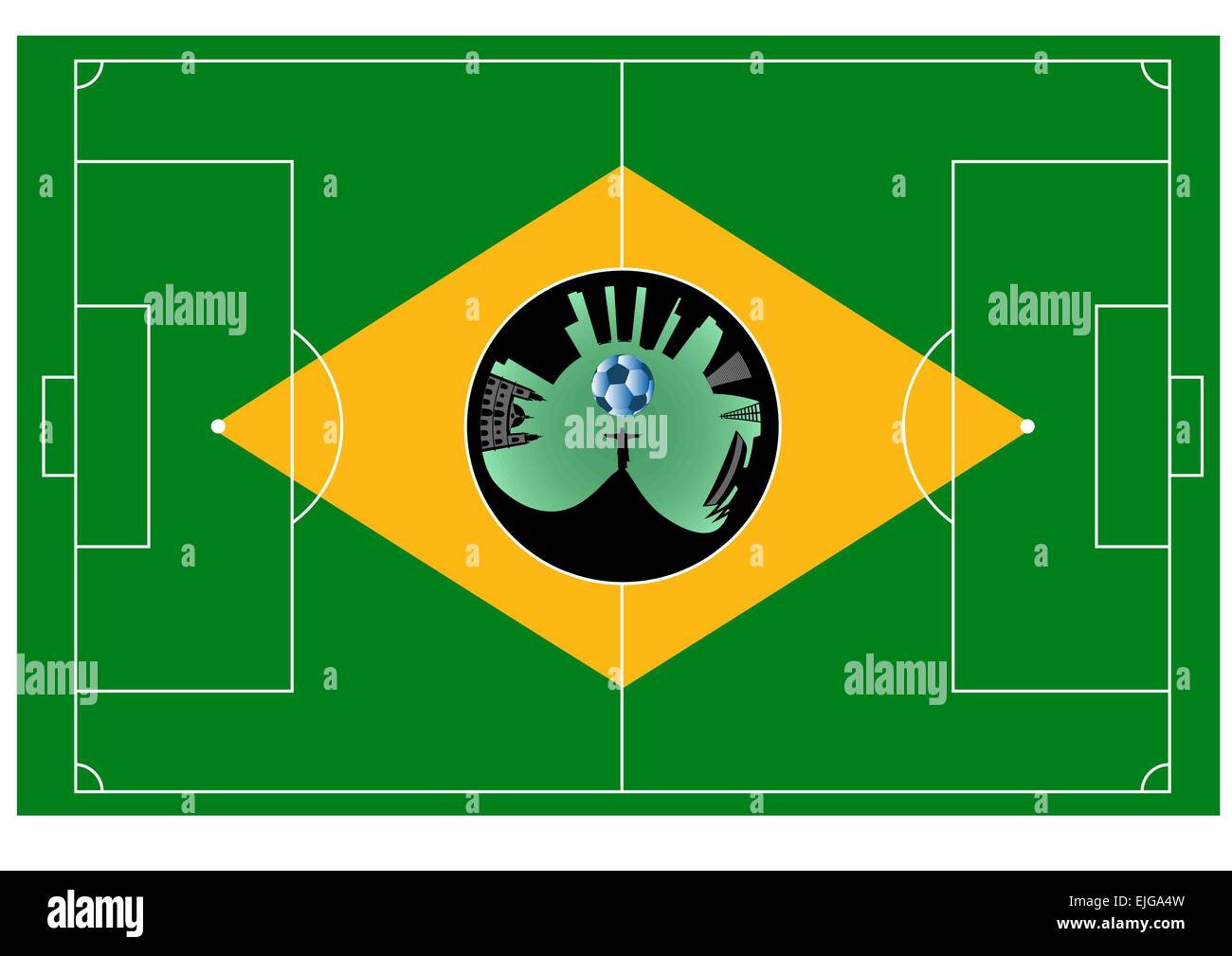 Abstract illustrazione vettoriale del Brasile campo di calcio Illustrazione Vettoriale