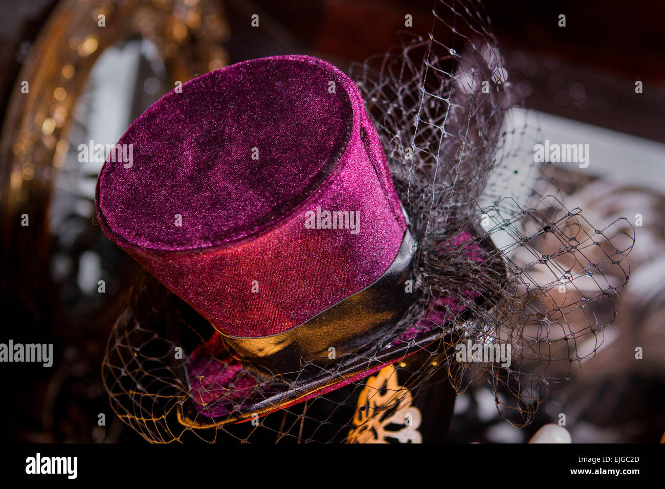 Classic aveva, momenti speciali,donne hat, accessori, Red Hat, donne,oggetto, out, designer, elegante, lussuoso, round, stile,l'inverno, Foto Stock