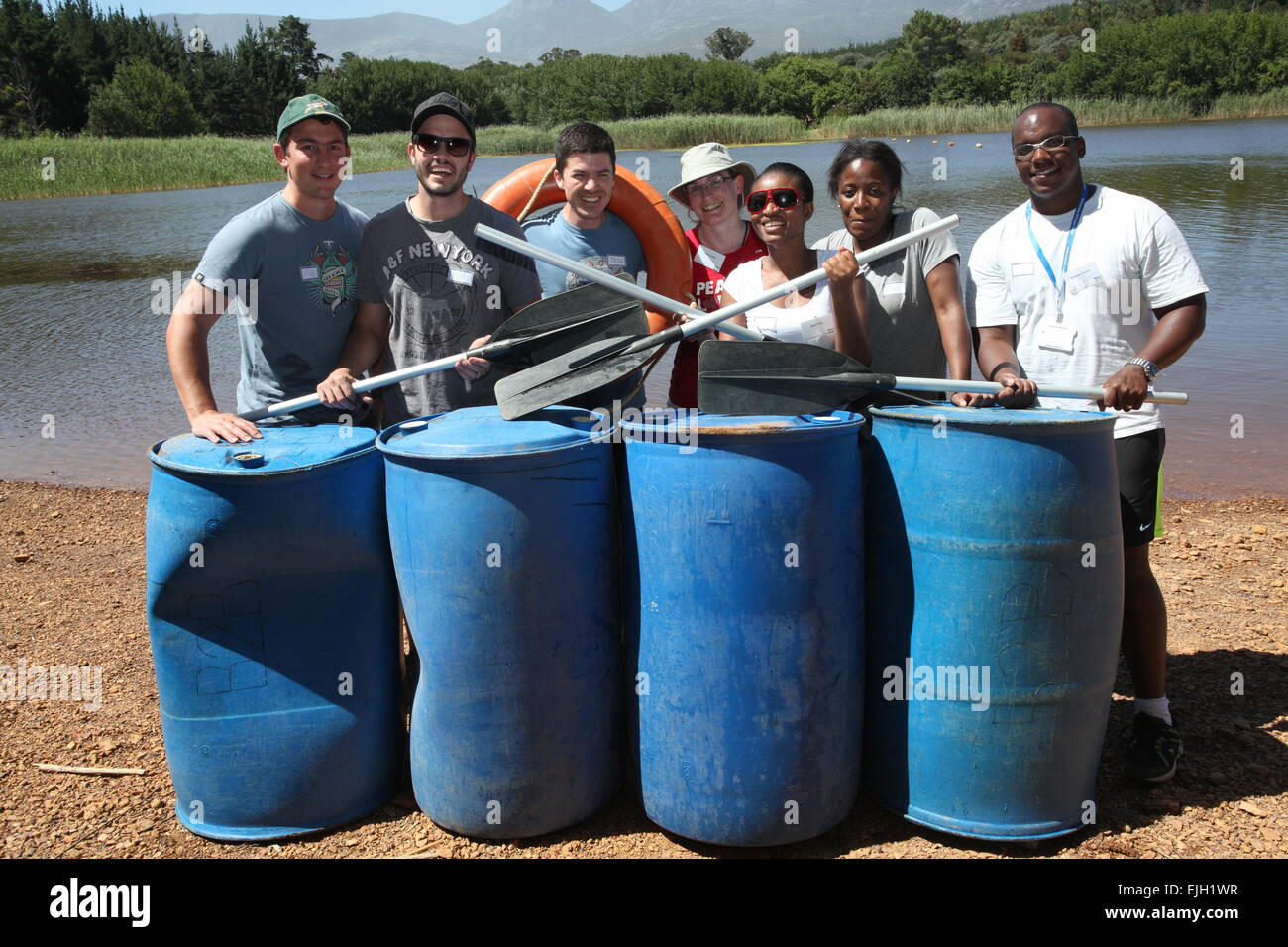 UCT GSB Teambuilding evento al Back 2 Basics avventura campeggio, Sud Africa Foto Stock