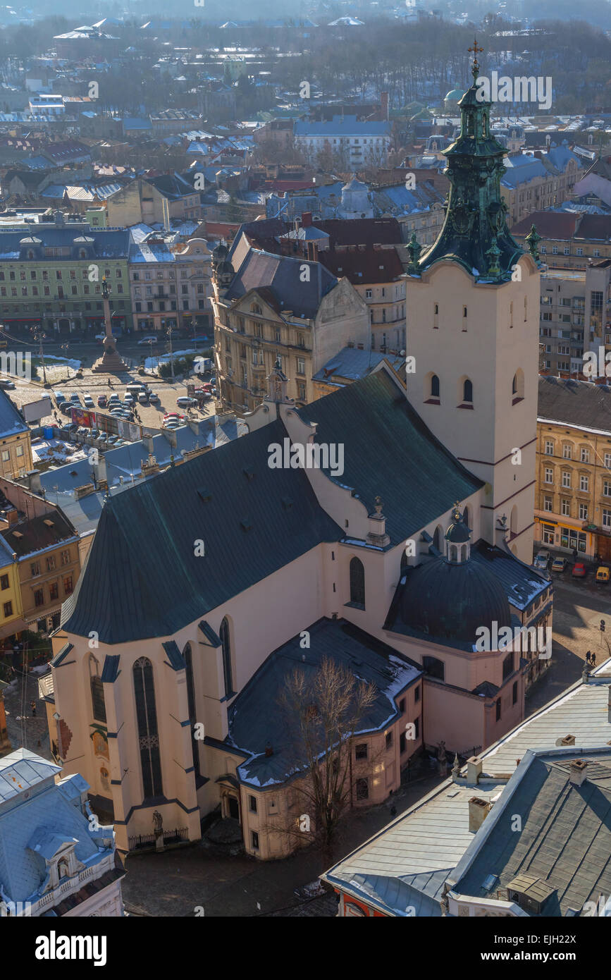 La città di Leopoli giorno paesaggio. L'Ucraina Foto Stock