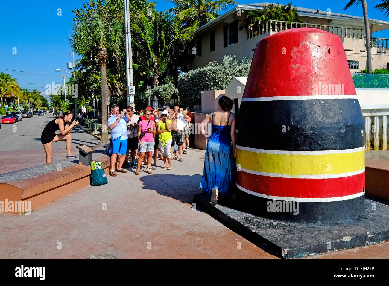 Il punto più meridionale del monumento di Key West Florida FL destinazione per Western Caraibi Crusie da Tampa Foto Stock