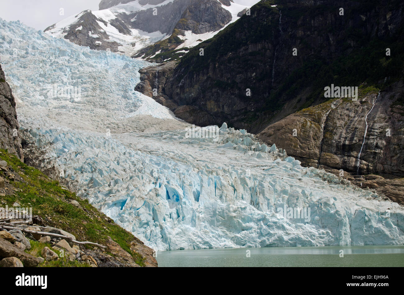 Il ghiacciaio serrano in Patagonia meridionale del Cile Foto Stock