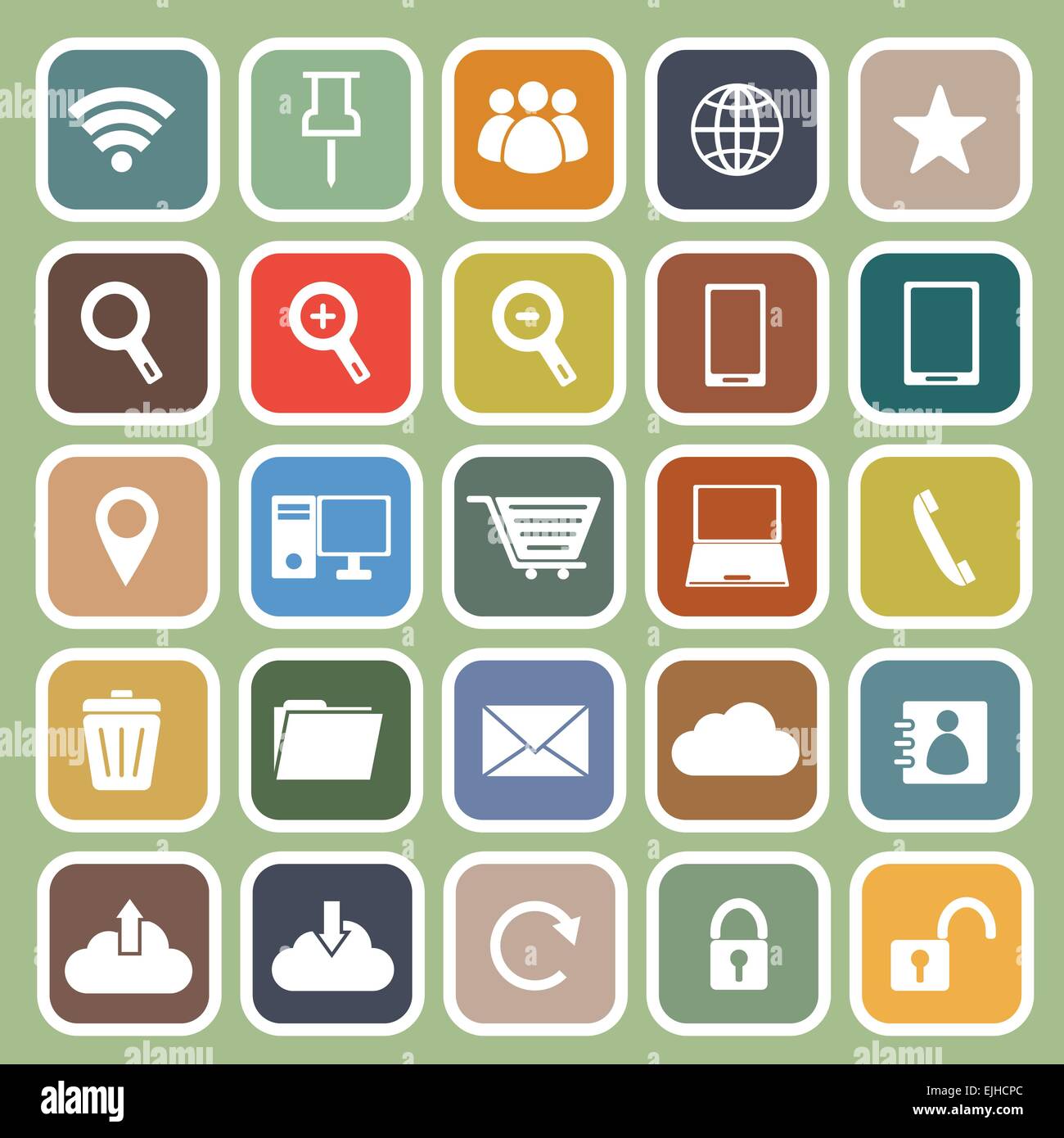 Internet icona piatta su sfondo verde, vettore di stock Illustrazione Vettoriale