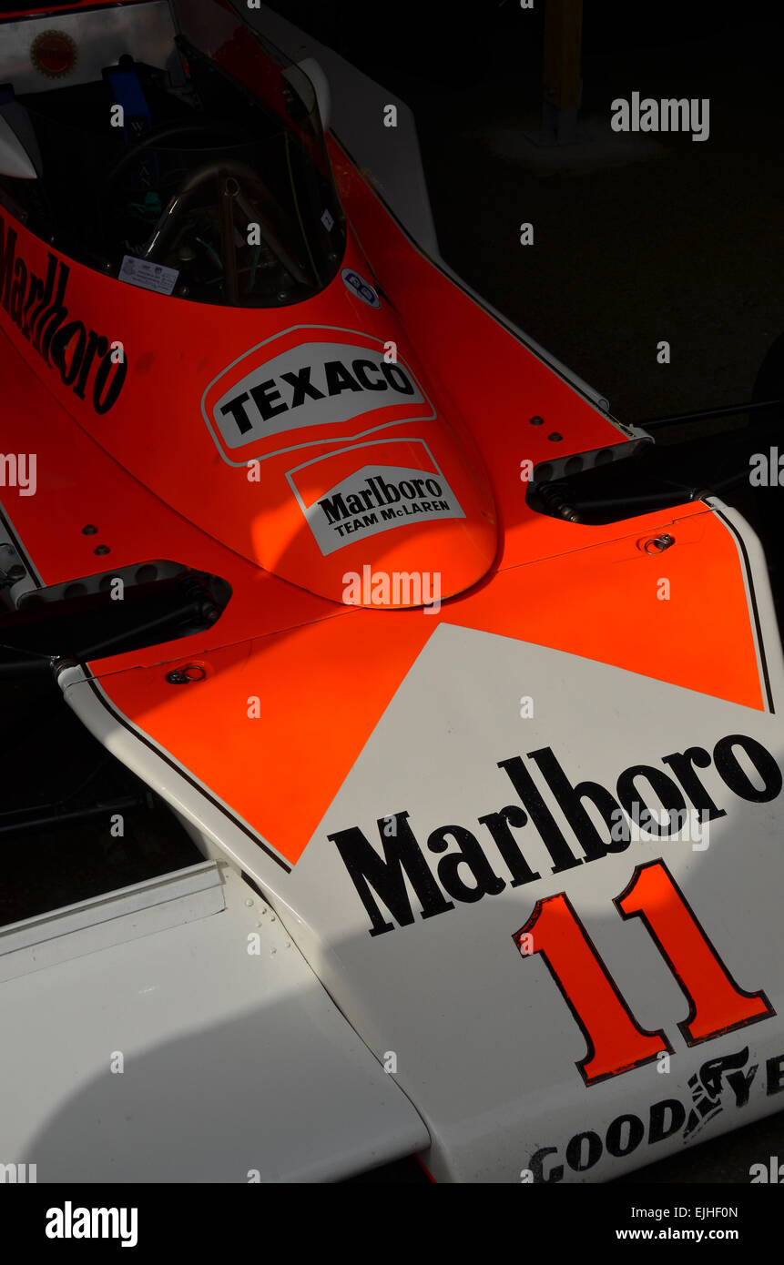 James Hunt 1976 vincitore del Campionato del Mondo McLaren M23 Grand Prix car. Foto Stock