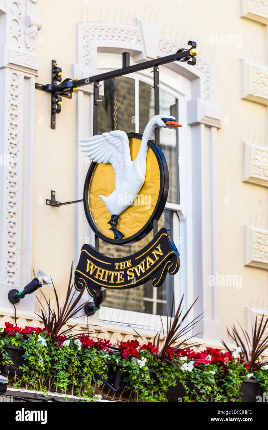 Il White Swan segno pub di Londra, Inghilterra Foto Stock