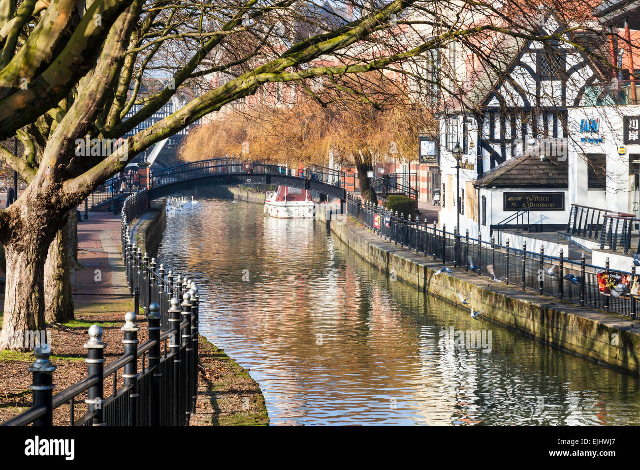 Il fiume Witham, Lincoln, England, Regno Unito Foto Stock
