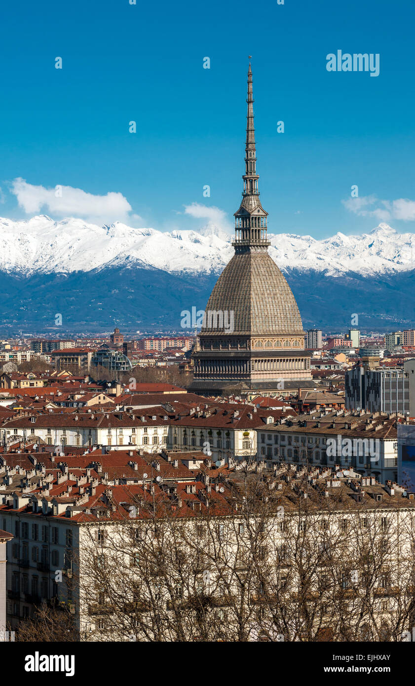 Italia Piemonte Torino veduta della città con la Mole Antonelliana Foto Stock