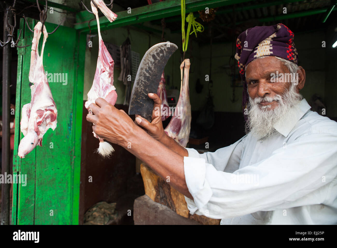 Macelleria Halal a Tirupati Foto Stock