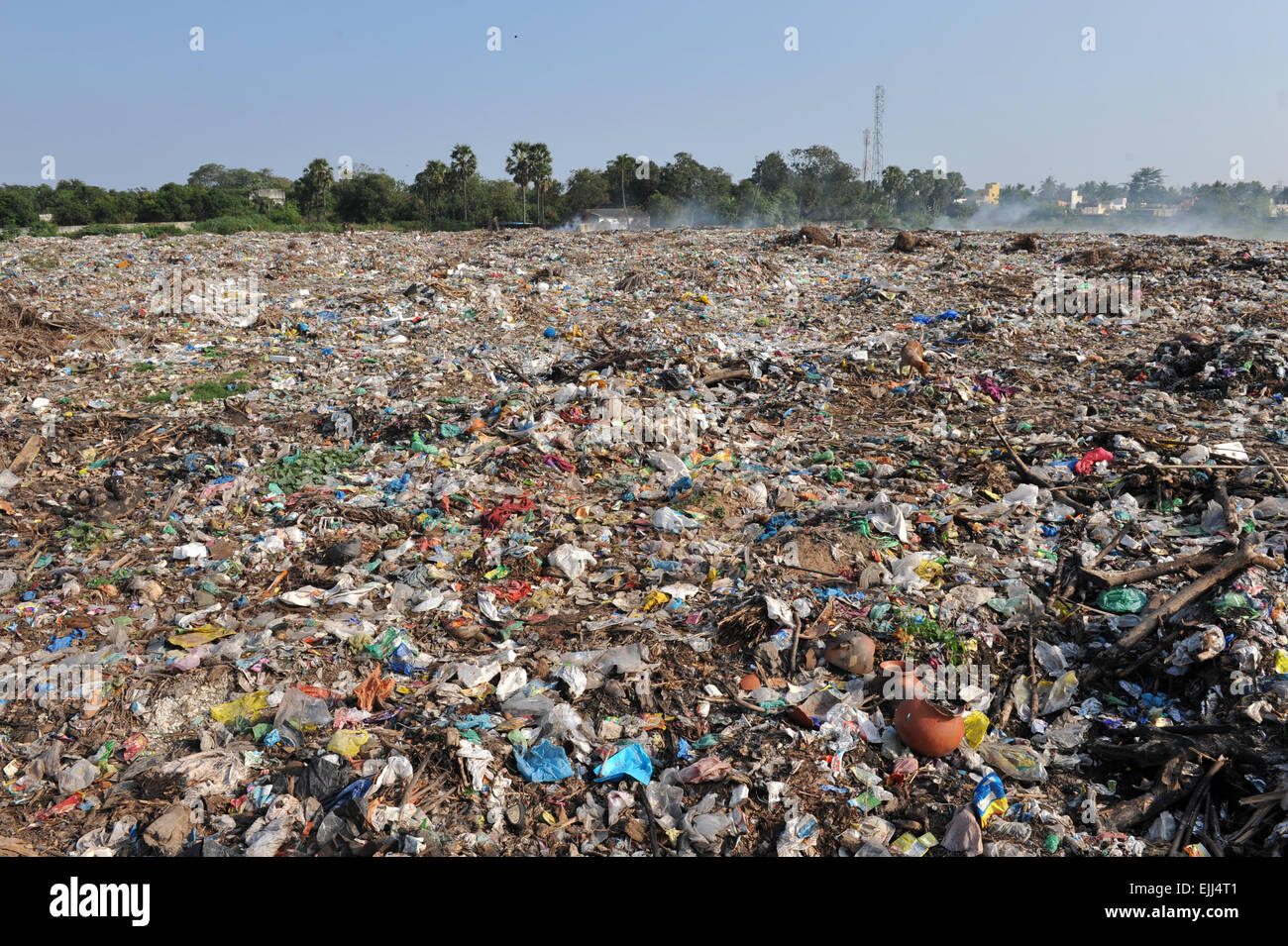 Pondicherry garbage dump, Tamil Nadu, India. Foto Stock