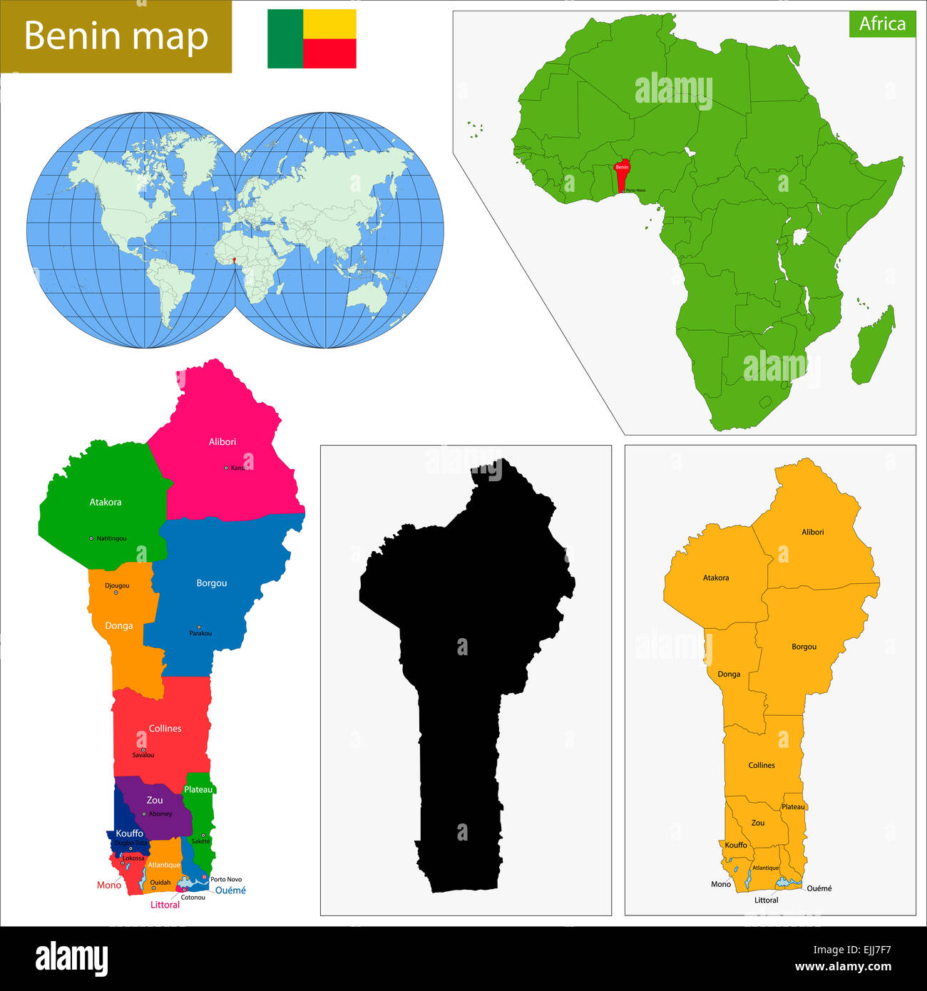 Mappa di Benin Foto Stock