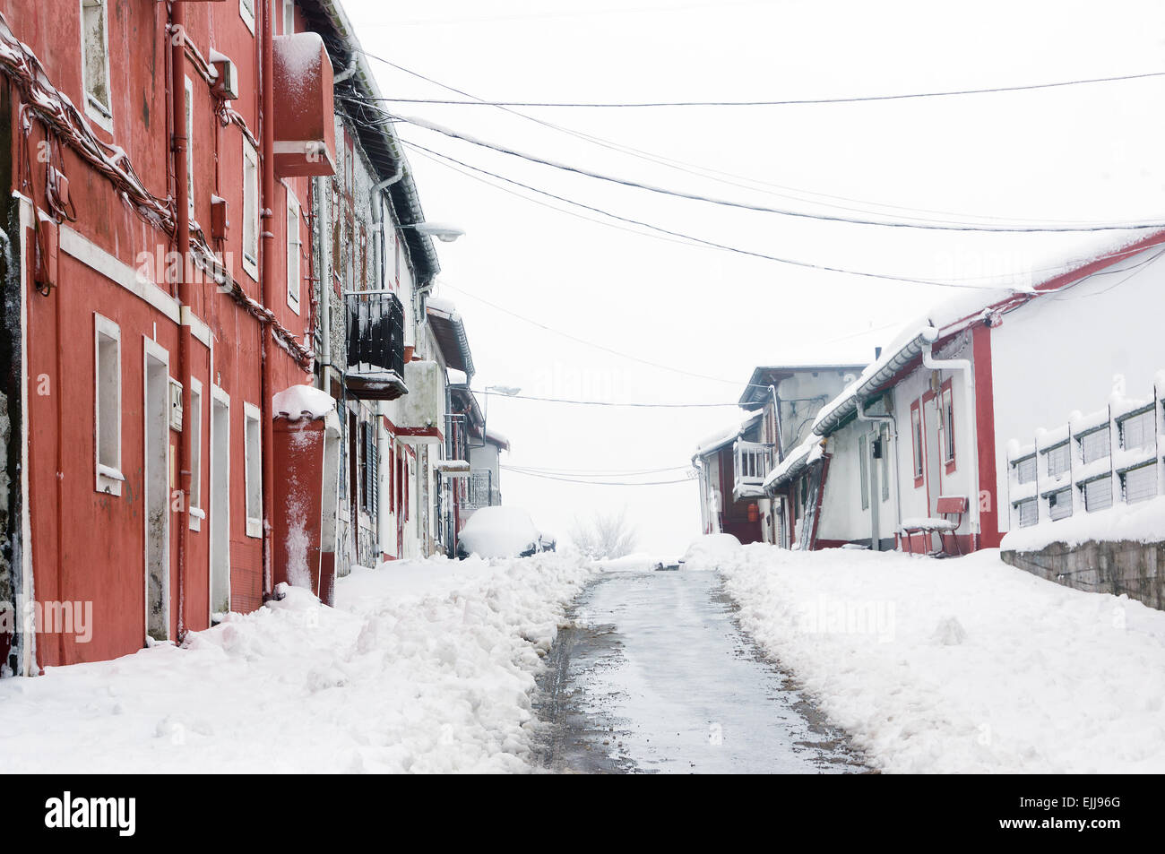 Barrionuevo village con la neve Foto Stock