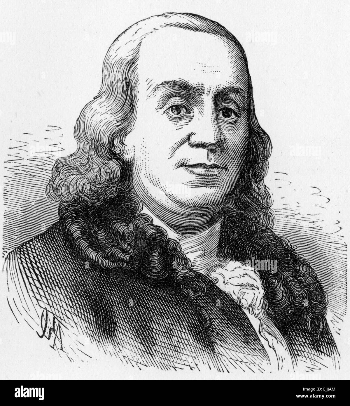 Benjamin Franklin (1706 - 1790), uno dei padri fondatori degli Stati Uniti Foto Stock
