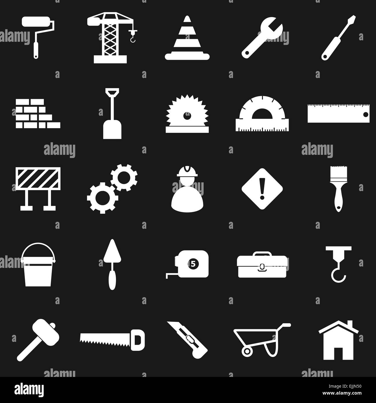 Icone di costruzione su sfondo nero, vettore di stock Illustrazione Vettoriale