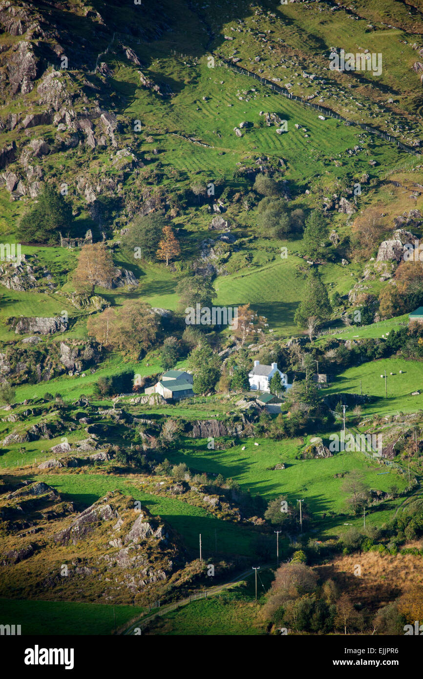 Agriturismo remoto nell'aspra valle Glanmore, penisola di Beara, nella contea di Kerry, Irlanda. Foto Stock