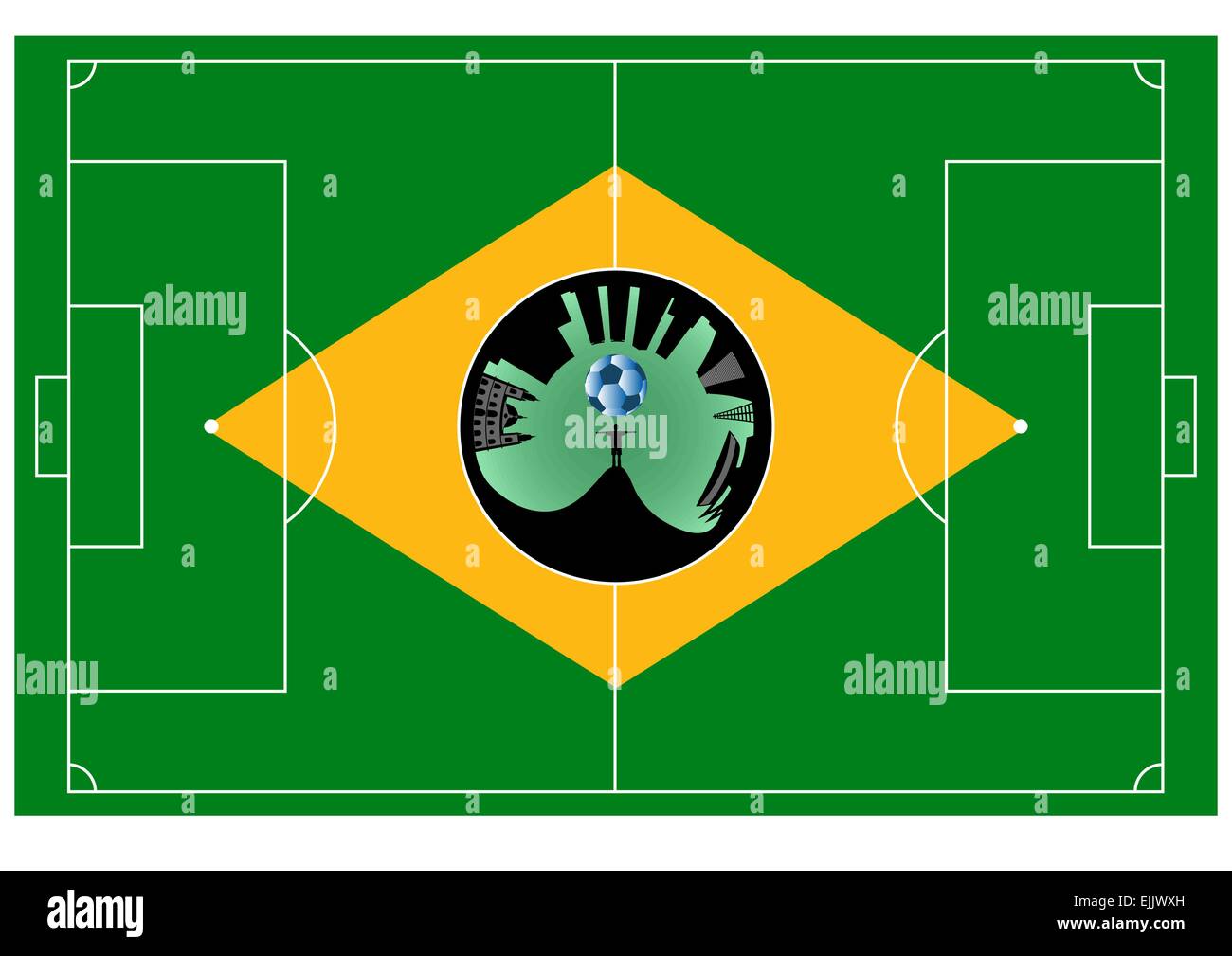 Illustrazione Vettoriale del Brasile campo di calcio Illustrazione Vettoriale