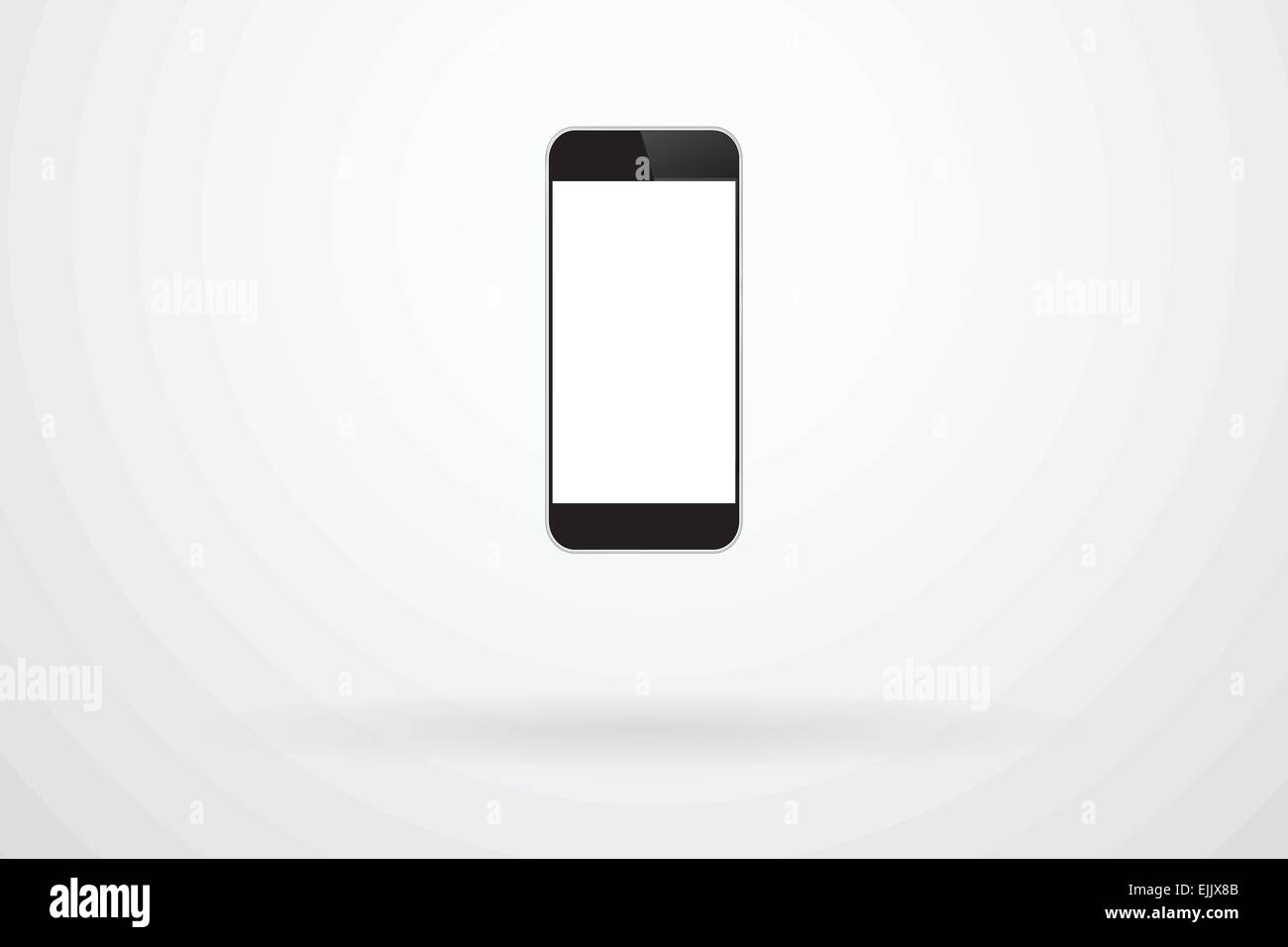 Nero Smartphone gadget sullo sfondo con ombra Illustrazione Vettoriale
