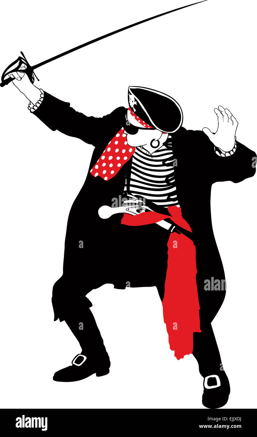 Arrabbiato silhouette pirata Foto Stock