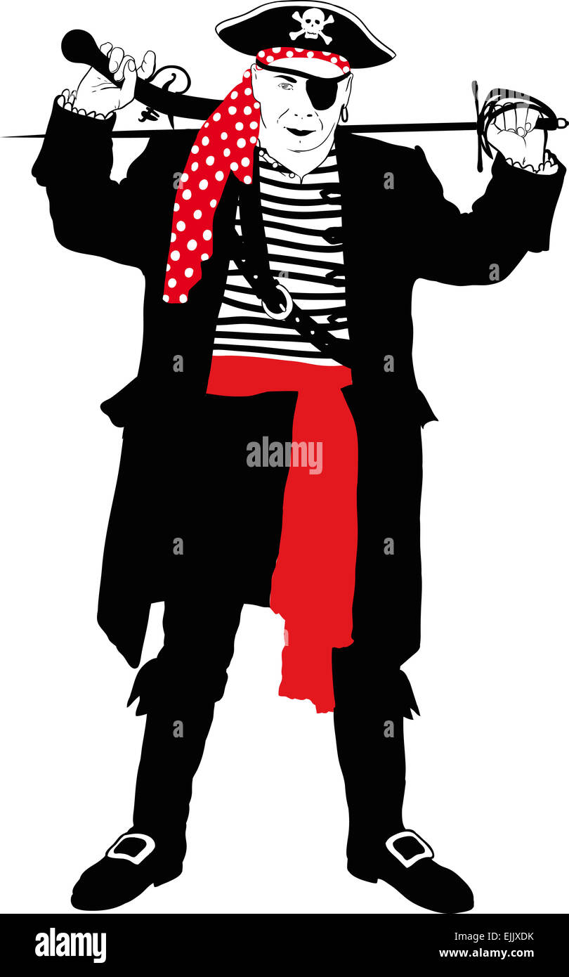 Arrabbiato silhouette pirata Foto Stock