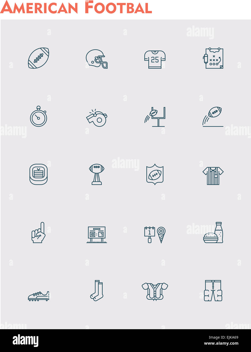 Vector american football icona impostare Foto Stock