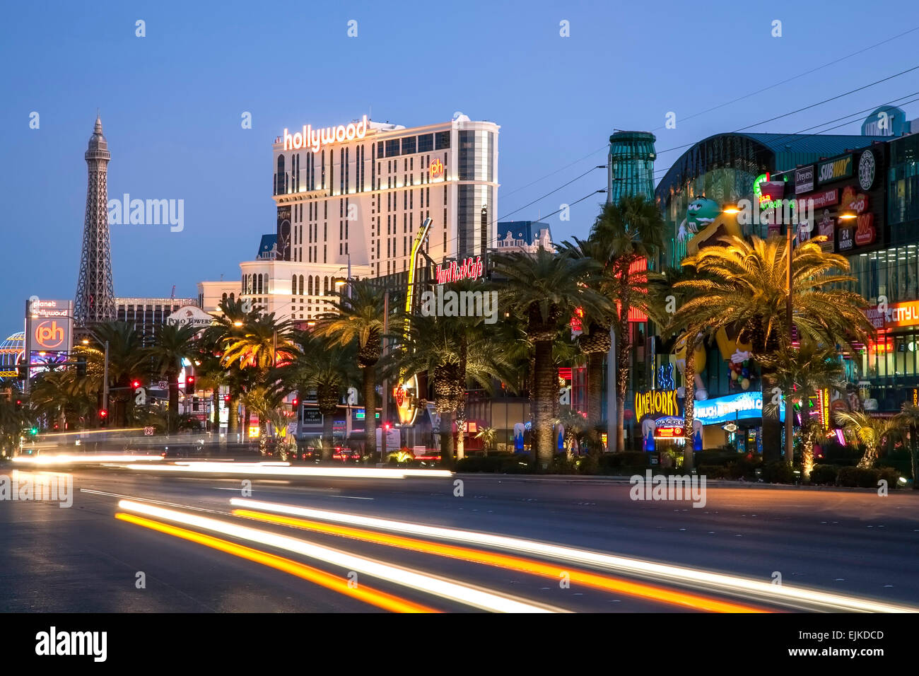 La striscia e striature chiare, Las Vegas, Nevada USA Foto Stock